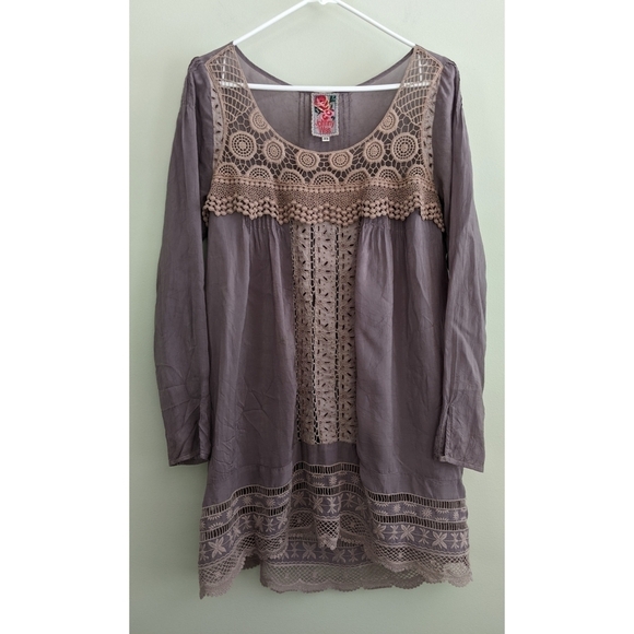 Johnny Was Embroidered Cupra Rayon Dress XS